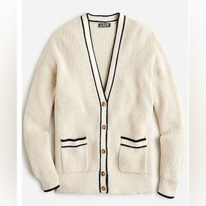 J.Crew Tipped V-neck Cotton Cardigan Sweater NWT